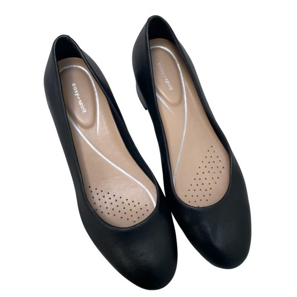 Easy Spirit Comfort Ailene Low Block Heel Dress Shoes Pumps Black Leather Size 8 - Picture 5 of 12